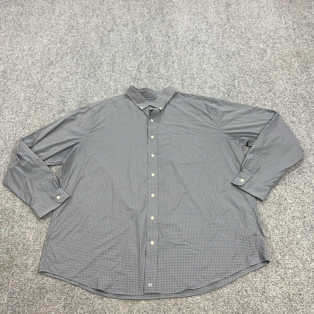 Vineyard Vines Shirt Mens 3XL Gray Check Nylon Spandex Long Sleeve Button Down
